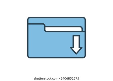 download folder icon. icon related to download. suitable for web site, app, user interfaces, printable, ui etc. flat line icon style. simple vector design editable