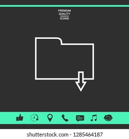Download folder - line icon