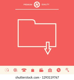 Download folder - line icon
