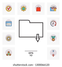 Download folder - line icon