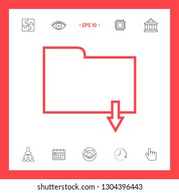 Download folder - line icon