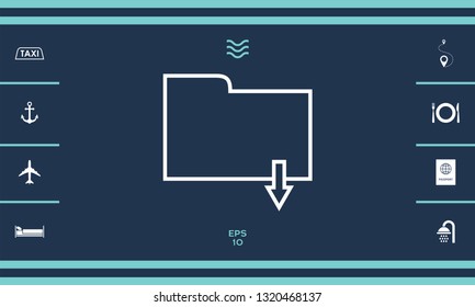 Download folder - line icon