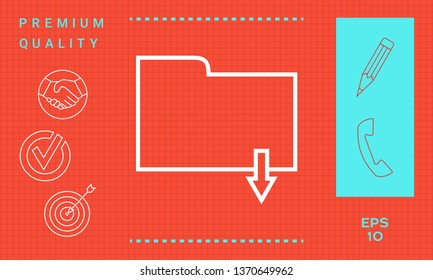 Download folder - line icon