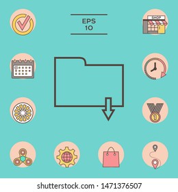 Download folder - line icon. Graphic elements for your design