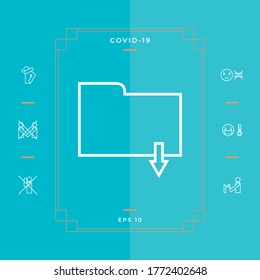 Carpeta de descarga - icono de línea. Elementos gráficos para su diseño