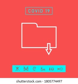 Carpeta de descarga - icono de línea. Elementos gráficos para su diseño