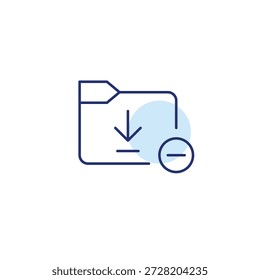 Baixar pasta e menos. Arquivos removidos. Pixel perfeito, ícone de vetor de traçado editável