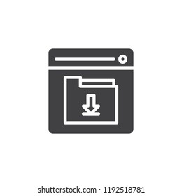 Download folder page vector icon. filled flat sign for mobile concept and web design. Document download simple solid icon. Symbol, logo illustration. Pixel perfect vector graphics