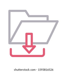 download folder vector color line icon 