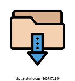 download folder vector flat color icon 