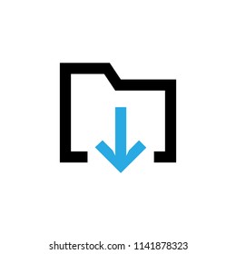 Download in folder vector icon. Pictogram from set Smartphone Essentials. Isolated on white background