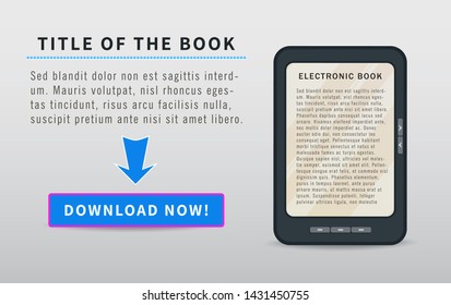 Download Free Ebook Banner Concept With Cta Or Call To Action Button. Flat Design Element For Online Store, E-learning, E-book Reading, Mobile App, Digital Marketing Or Advertising.