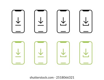 Baixar ícones de conjunto de funções. Ícones de telefone. Estilo plano e linear. Ícones de vetor.