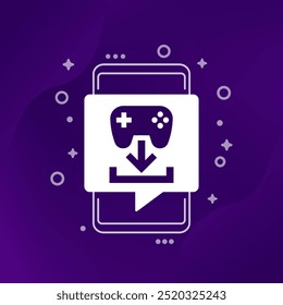 Download game icon with a phone, mobile gaming vector
