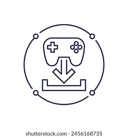 Download game line icon on white