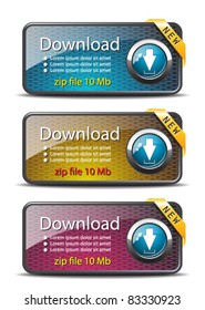 Download glossy buttons with corner ribbons-vector