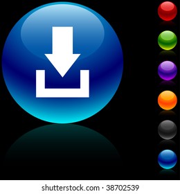 Download  glossy icon. Vector illustration.