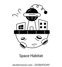 Download glyph icon of a space habitat 