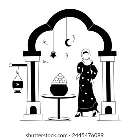 Download glyph illustration depicting eid day