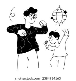Download glyph style illustration of dad dancing 