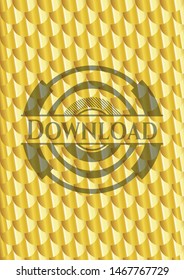 Download gold shiny emblem. Scales pattern. Vector Illustration. Detailed.