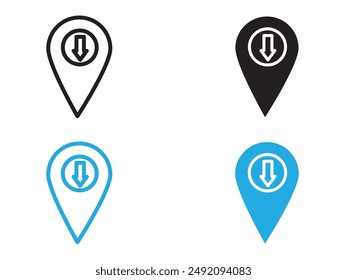 Download GPS map location icon black and white vector outline sign