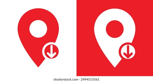 Download GPS map location icon Flat set in black and white color outline vector