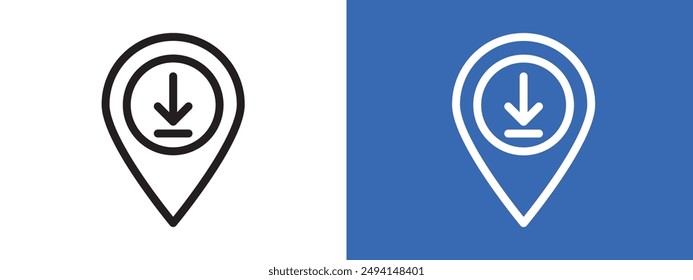 Download GPS map location logo sign set vector outline