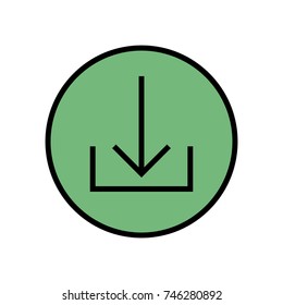 Download green button.Download vector icon, install symbol. Modern vector illustration for web site or mobile app. Green and black.