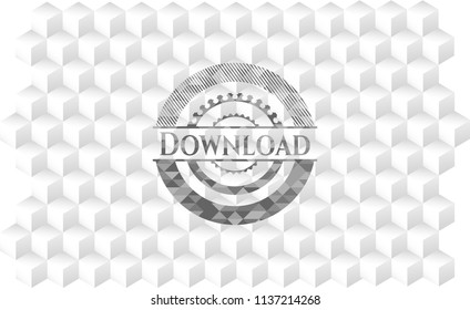 Download grey emblem. Retro with geometric cube white background