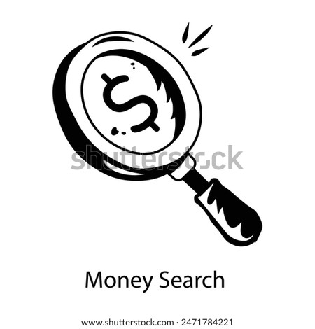 Download hand drawn icon of money search 