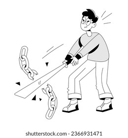 Download hand drawn illustration of break link 