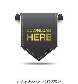 Download Here Gold Black Label Icon Vector Design