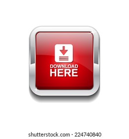 Download Here Red Square Vector Button