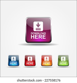 Download Here Vector Colorful Web Icon Set Button