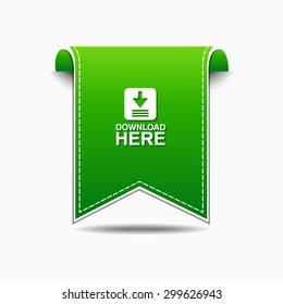 Download Here Vector Green Web Icon Set Button