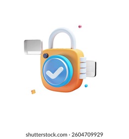 Download a high-quality 3D lock icon vector render, perfect for security, encryption, and digital protection projects. Ideal for illustrating data protection, secure systems, and privacy designs