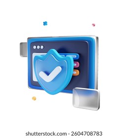 Download a high-quality 3D web security icon vector render, perfect for cybersecurity, online protection, and digital safety projects. Ideal for illustrating secure browsing, firewall, and internet