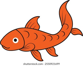 Descarga una Ilustración vectorial de pescado koi de alta calidad con Elementos de diseño detallados de líneas, siluetas, íconos y logotipos. Perfecto para varios proyectos creativos, incluyendo el Diseño web, 