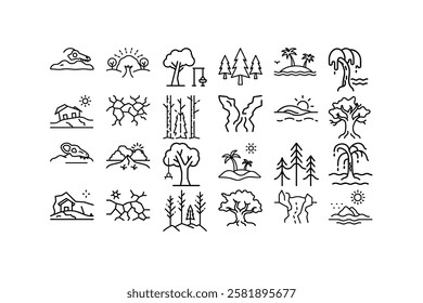 Download a high-quality landscape linear icon vector illustration. Perfect for logos, outdoor themes, nature designs, web graphics, and minimalist artworks.
