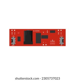 Download a high-quality vector illustration of a breadboard power supply - SMD (Surface Mount Device) with adjustable voltage, DC power input, onboard regulator, and convenient power distribution svg