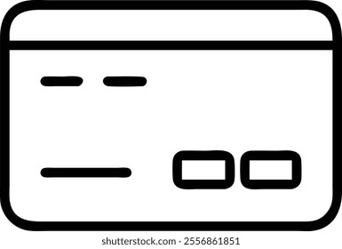 Download a high-quality vector illustration of a credit card icon in line art style. Featuring a minimalist silhouette and a clean logo design, this clipart is perfect for various digital