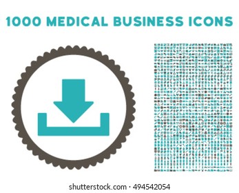 Download icon with 1000 medical commerce grey and cyan vector pictograms. Design style is flat bicolor symbols, white background.