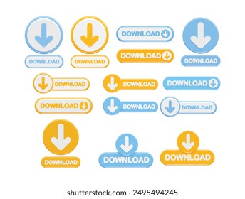  Download icon 3d rendering vector illustration
