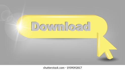 icono de descarga.  Ilustración vectorial 3d en amarillo - colores grises.