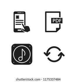 download icon. 4 download vector icons set. smartphone app, pdf document and music file icons for web and design about download theme