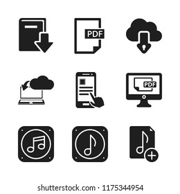 download icon. 9 download vector icons set. smartphone app, secure download and pdf document icons for web and design about download theme