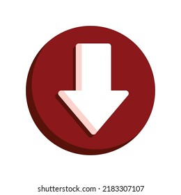 Download icon with arrow in the circle. Draw in colorful flat style