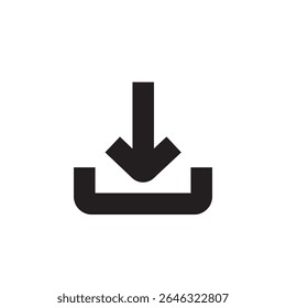Ícone de download - Seta para baixo no vetor de símbolo da bandeja