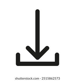 Download icon. Arrow pointing down. File transfer symbol. Vector illustration.